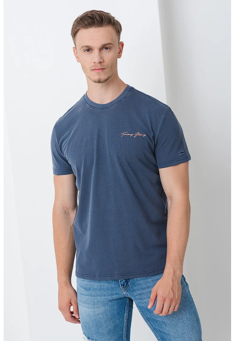 Tricou cu imprimeu pe spate, Albastru prafuit/Galben pal/Portocaliu pal