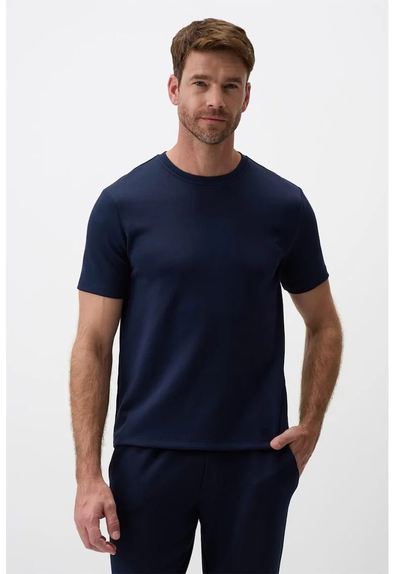 Tricou din amestec de modal cu decolteu la baza gatului