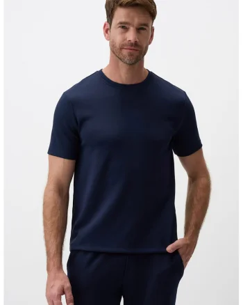 Tricou din amestec de modal cu decolteu la baza gatului