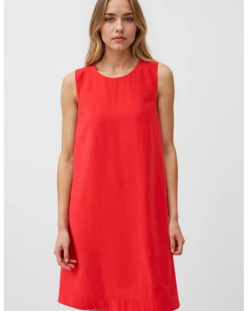 Rochie evazata cu decolteu rotund, Coral