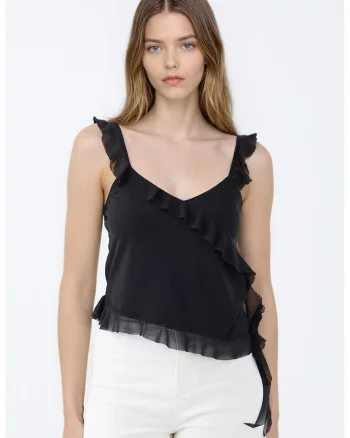 Bluza asimetrica cu decolteu in V, Negru