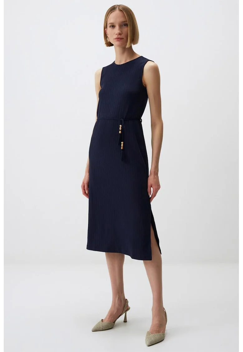 Rochie tricotata cu slit lateral, Albastru ultramarin