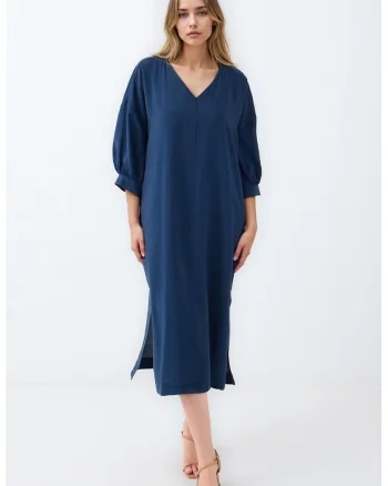 Rochie supradimensionata cu maneci medi, Bleumarin