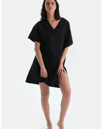 Rochie lejera din bumbac, Negru