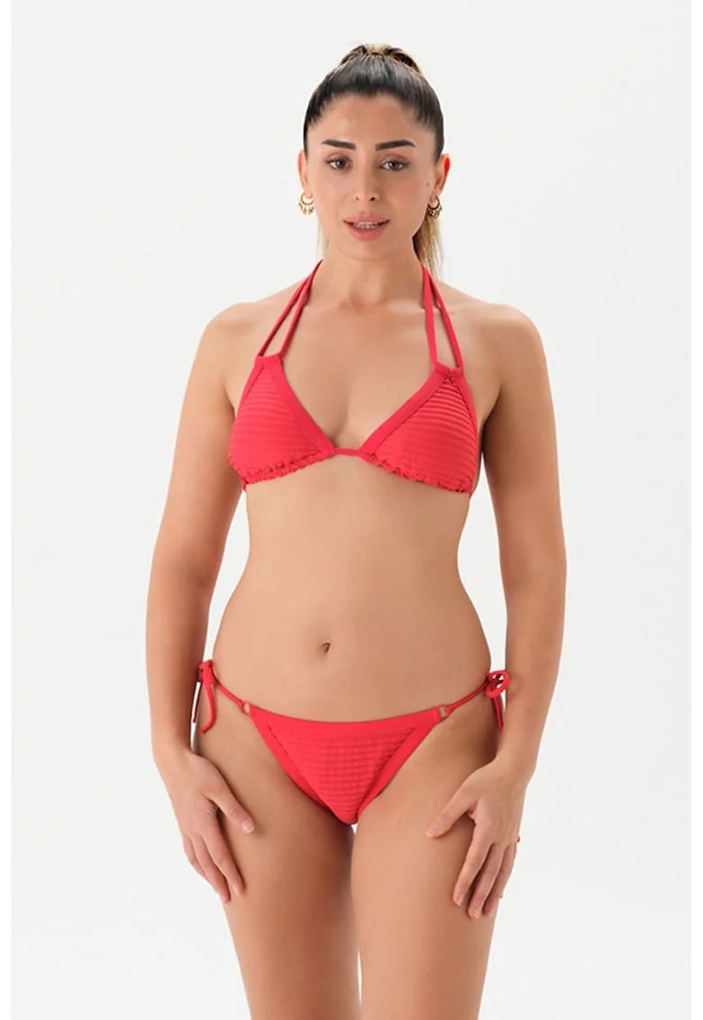 Costum de baie din doua piese cu model texturat, Coral