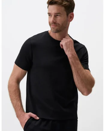 Tricou din amestec de modal cu decolteu la baza gatului