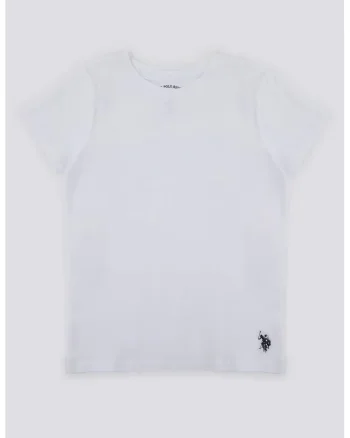 Tricou cu decolteu rotund, Alb optic