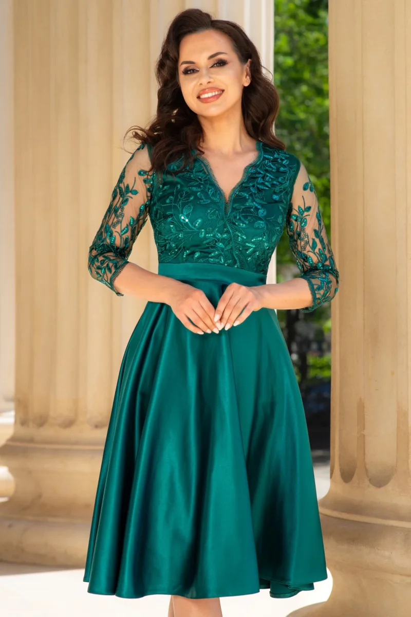 Rochie verde eleganta midi in clos Inna