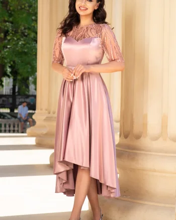 Rochie de ocazie asimetrica roz Deniz