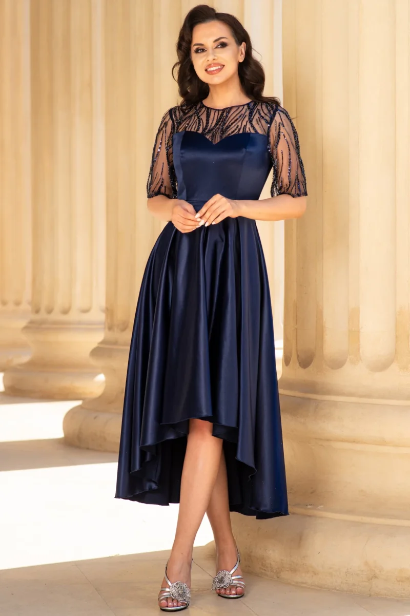 Rochie de ocazie asimetrica bleumarin Deniz