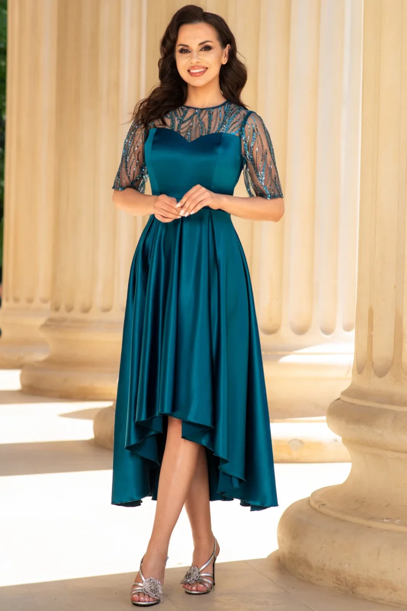 Rochie de ocazie asimetrica turquoise Deniz