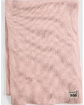 Fular tricotat cu aplicatie logo, Roz pastel