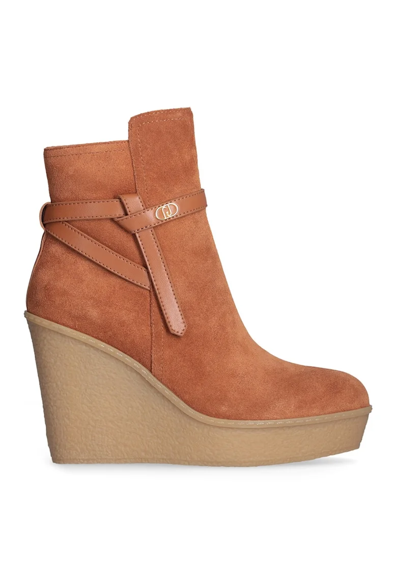 Botine de piele intoarsa cu platforma, Portocaliu stins