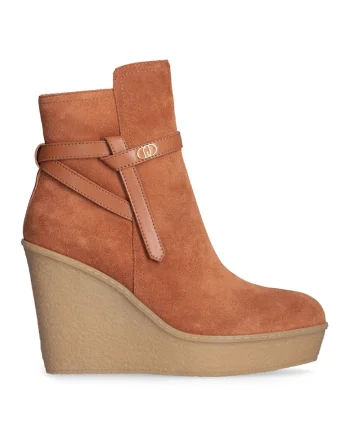 Botine de piele intoarsa cu platforma, Portocaliu stins