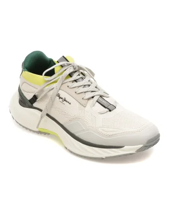 Pantofi sport PEPE JEANS albi, MS60019, din material textil