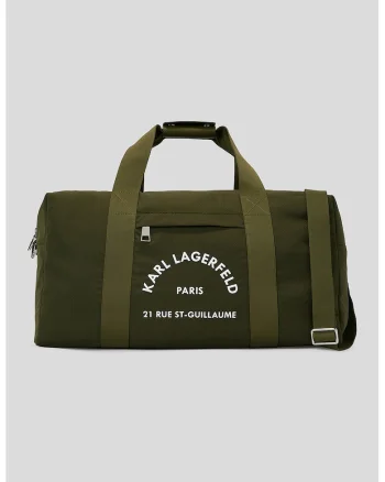 Geanta duffle din material textil cu bareta ajustabila de umar, Kaki inchis