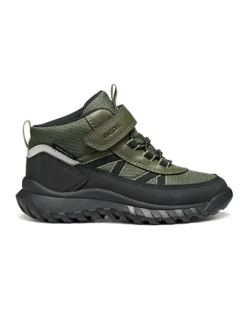 Pantofi sport impermeabili cu velcro, Negru stins/Kaki inchis