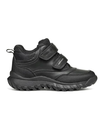 Pantofi sport mid-cut de piele ecologica cu velcro, Negru