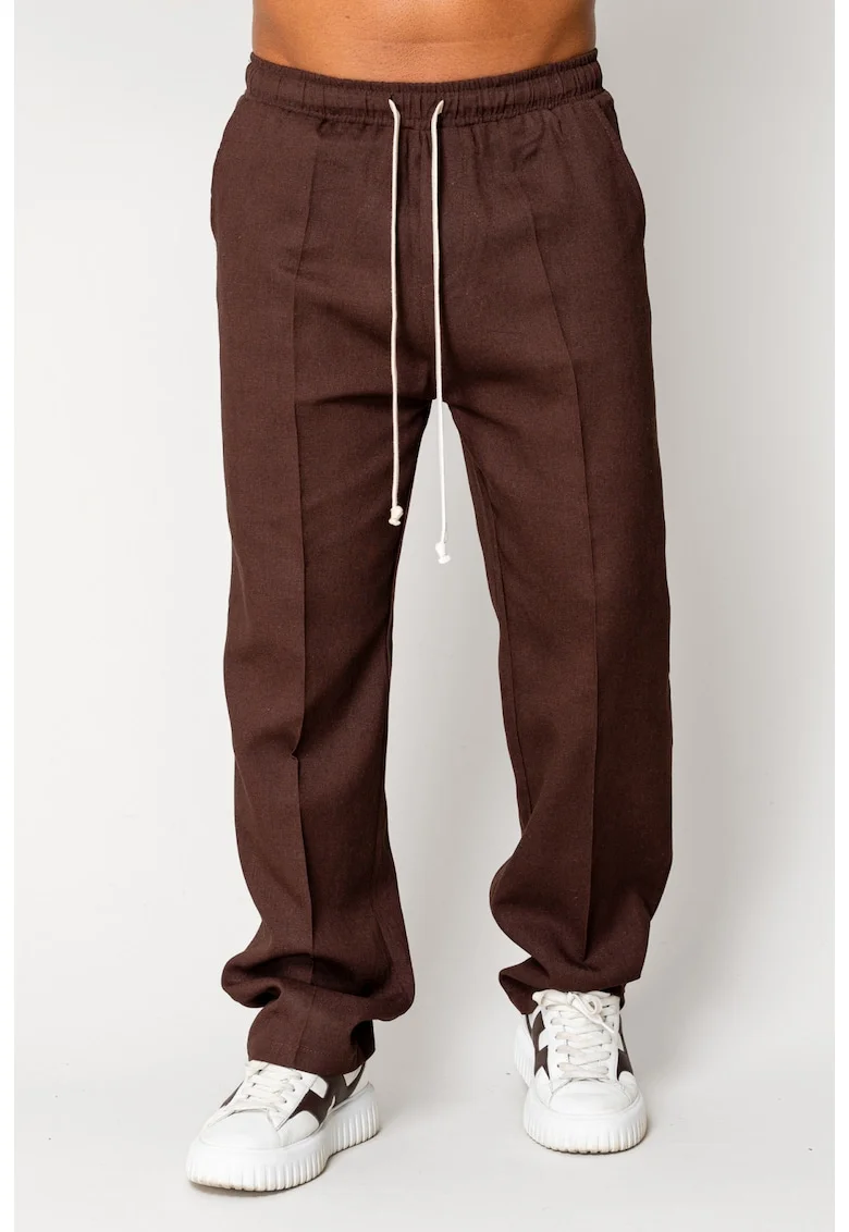 Pantaloni lung din IN cu snur Dark Brown 17557, Maro