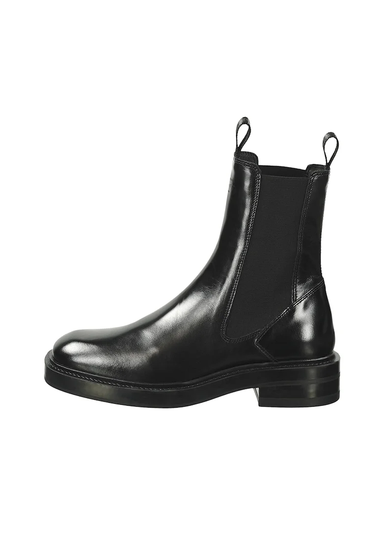 Ghete Chelsea de piele cu logo, Negru