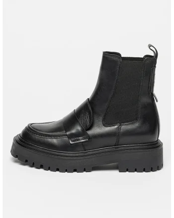 Ghete Chelsea din piele, Negru