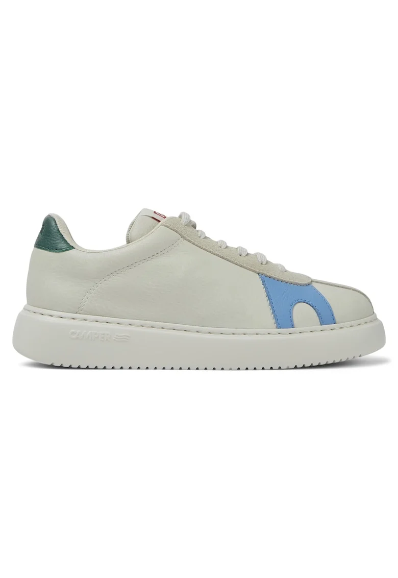 Pantofi sport de piele K21 Twins, Alb/Verde/Albastru deschis