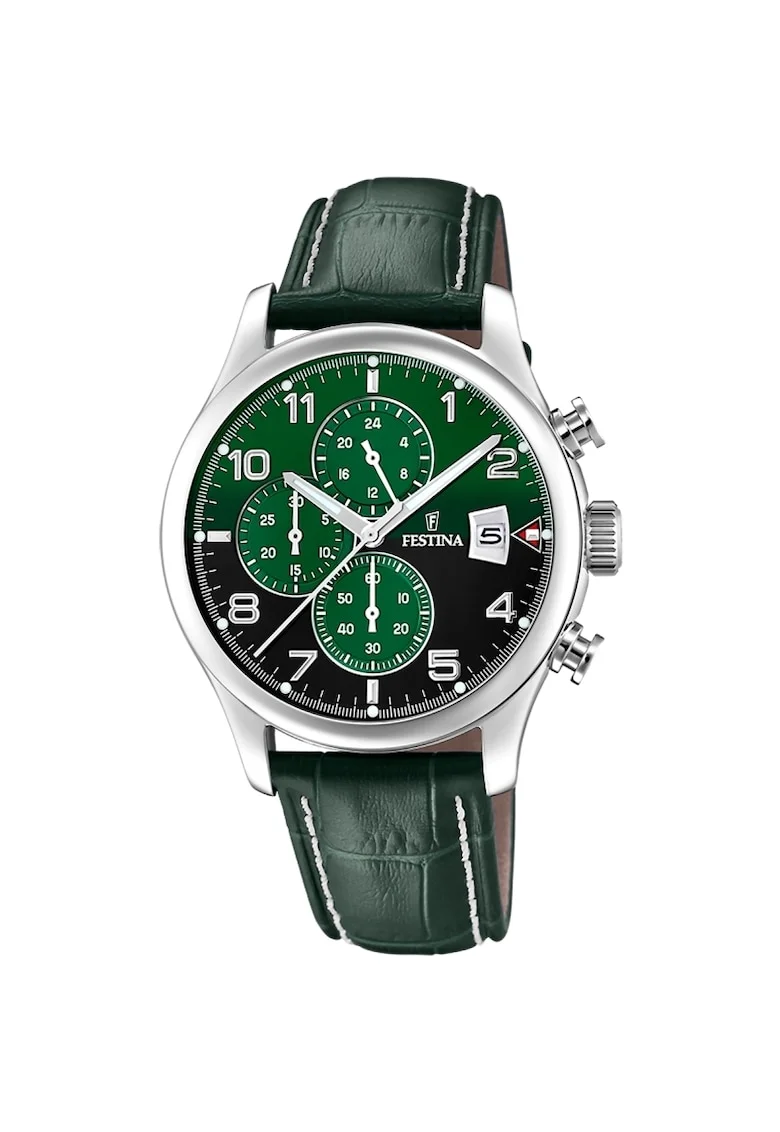 Ceas barbatesc  F20375 Argintiu, Verde