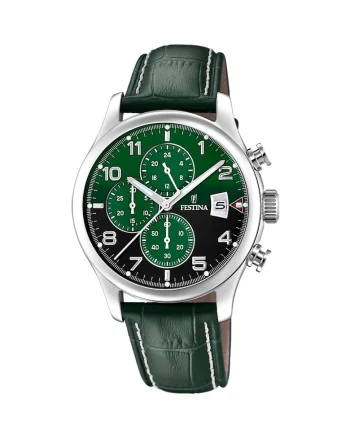 Ceas barbatesc  F20375 Argintiu, Verde