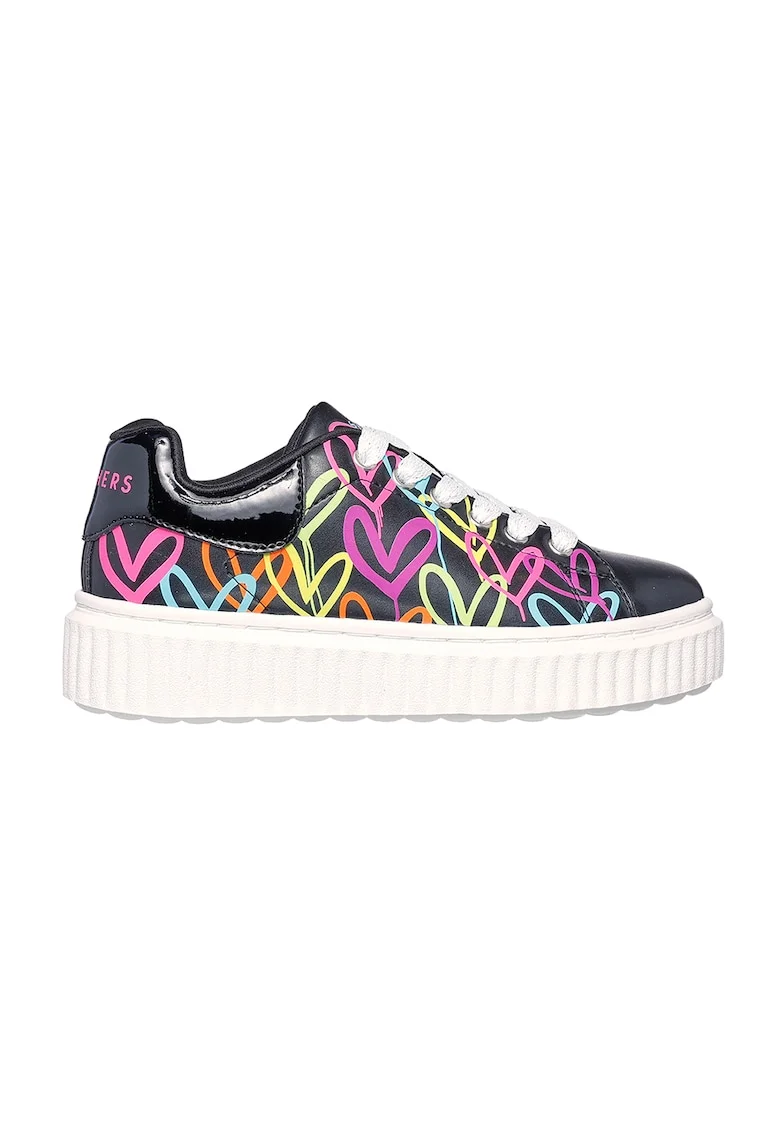 Pantofi sport de piele ecologica Street, Negru/Multicolor