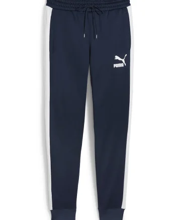 Pantaloni de trening T7 Iconic, Alb/Bleumarin