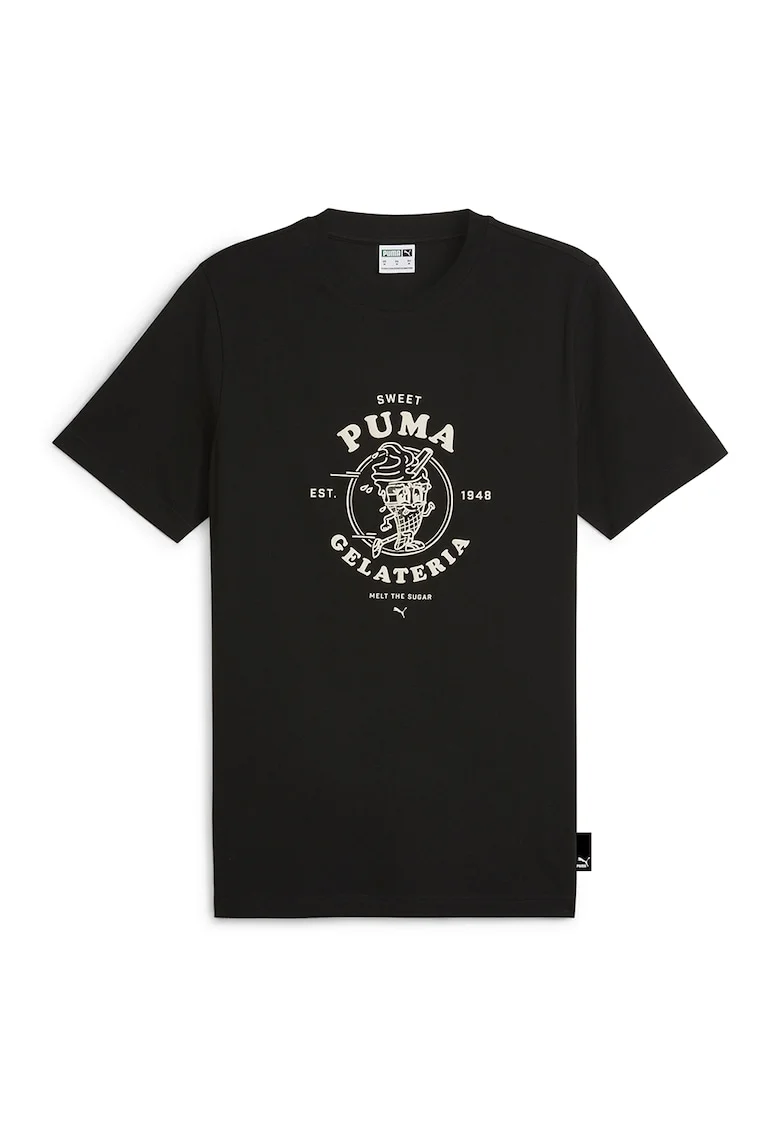 Tricou regular fit din bumbac cu imprimeu, Negru
