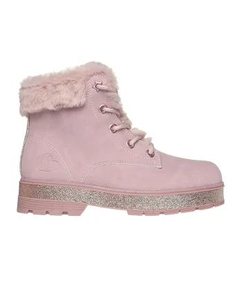 Ghete de piele ecologica cu garnituri de blana sintetica Street Glitz, Lila