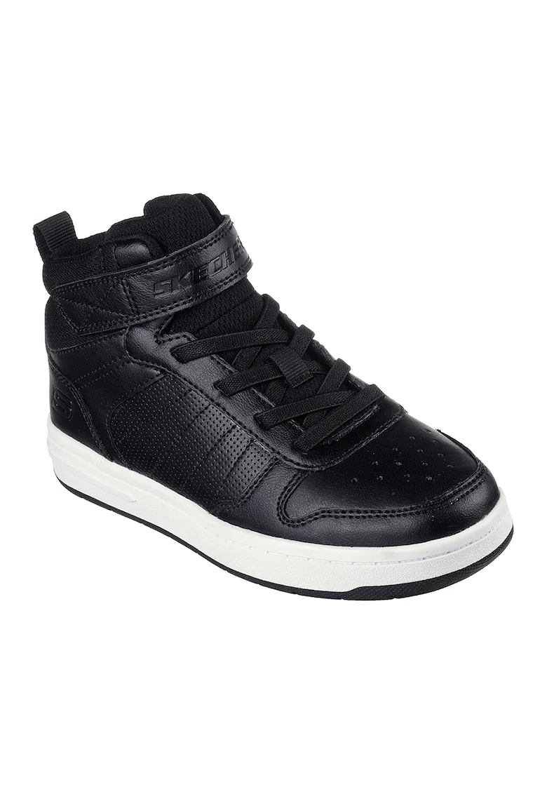 Pantofi sport mid-high din piele ecologica Smoothstreet, Alb/Negru