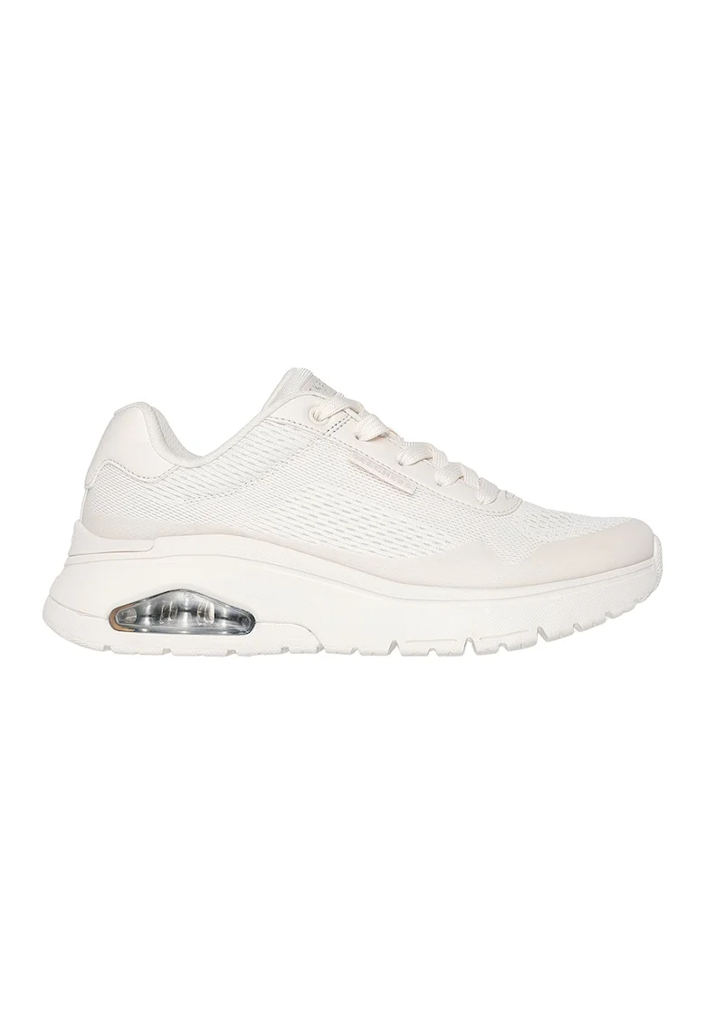 Pantofi sport din material textil cu talpa wedge si insertii din piele ecologica Uno Flex, Crem