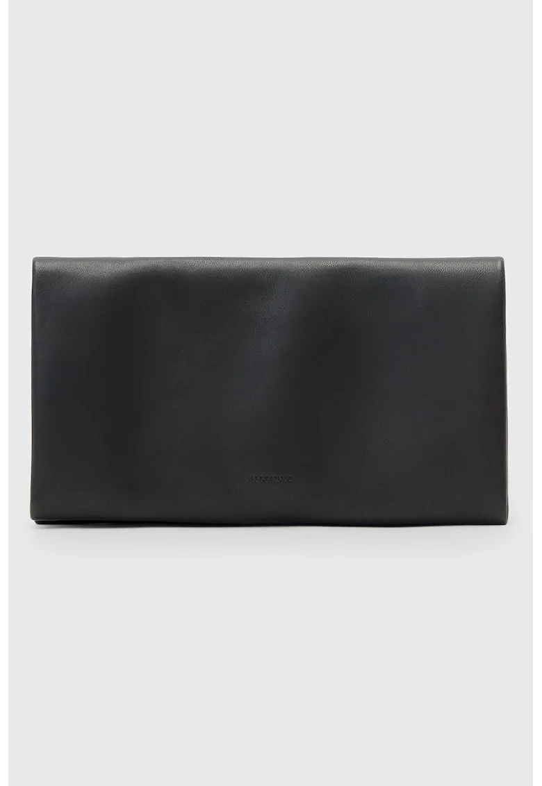 Geanta plic de piele cu logo, Negru