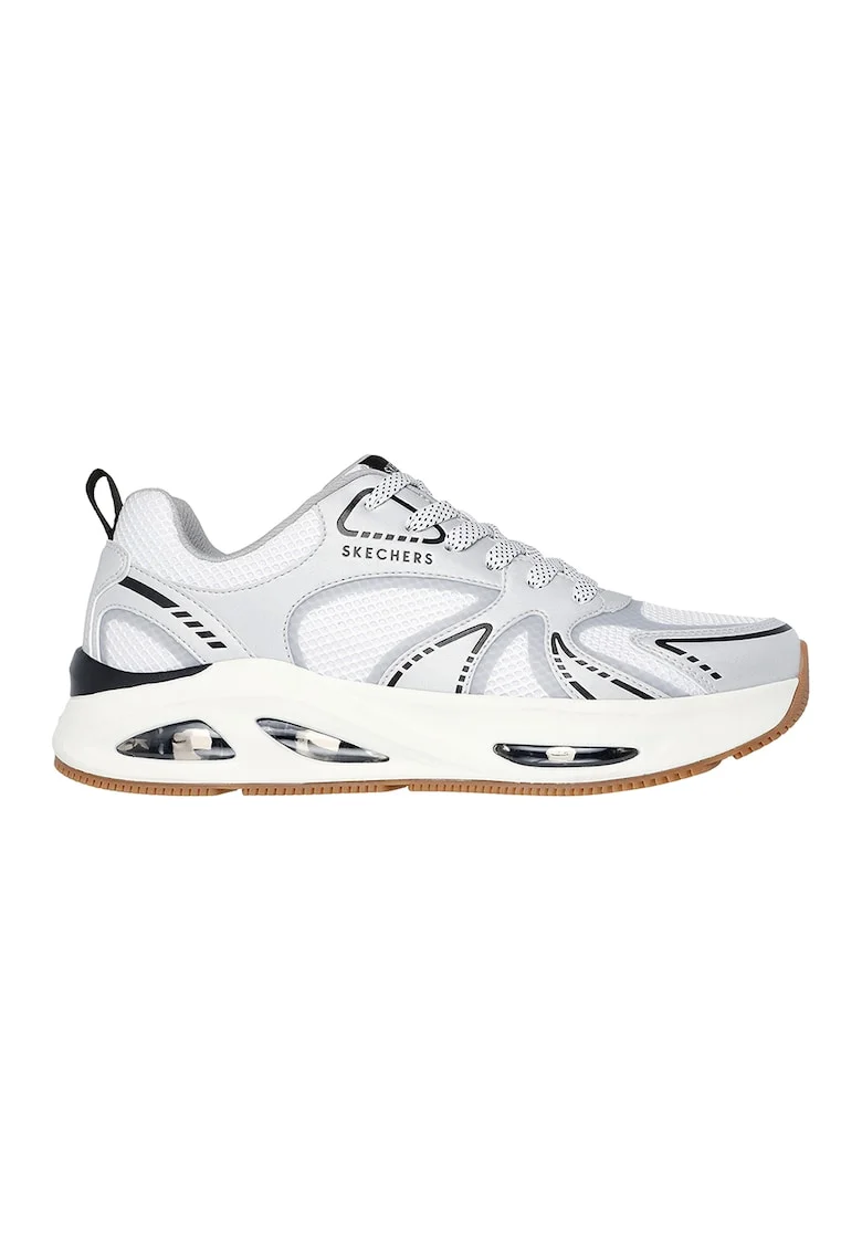 Pantofi sport din plasa cu garnituri din piele ecologica Uno Ego, Alb/Gri deschis