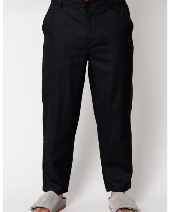 Pantaloni lung din IN cu nasture Black 17613, Negru