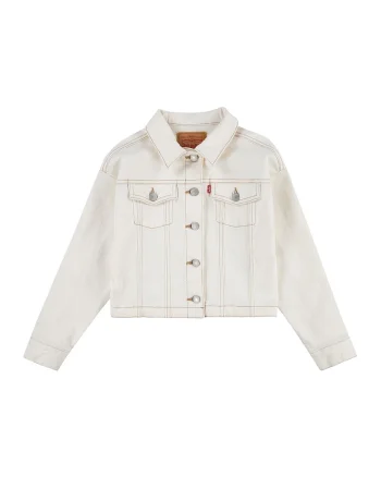 Jacheta de denim cu buzunare aplicate, Alb
