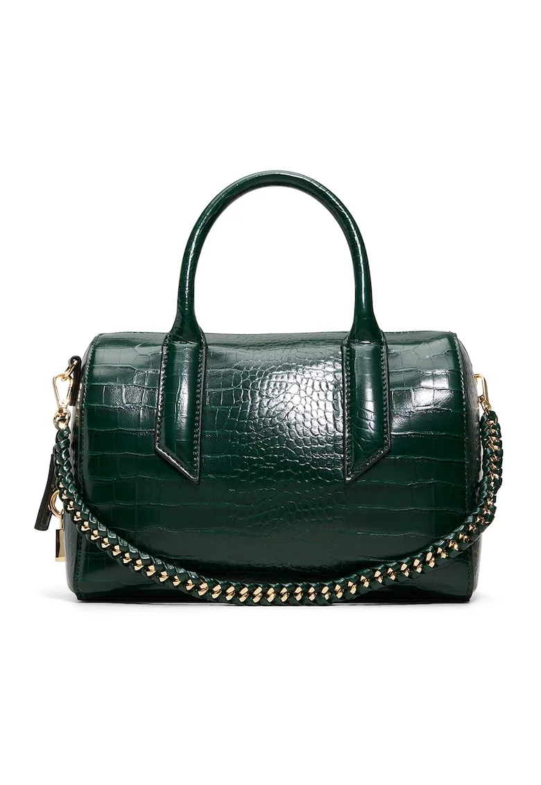 Geanta duffle din piele ecologica cu aspect de piele de crocodil Albalaerel, Verde aquamarin