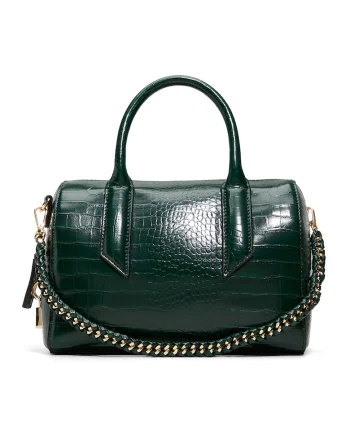 Geanta duffle din piele ecologica cu aspect de piele de crocodil Albalaerel, Verde aquamarin