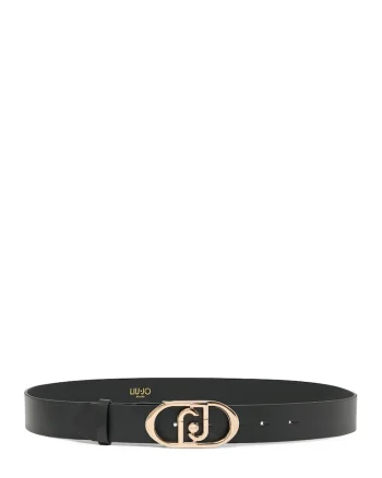 Curea din piele cu catarama logo Lapuffy, Negru