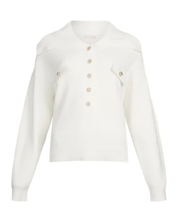 Pulover lejer cu guler maxi, Alb