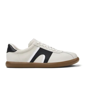 Pantofi sport Pelotas Soller din piele si piele nabuc, Alb/Negru/Bej