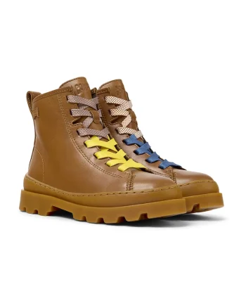 Ghete de piele cu aplicatie logo discreta Brutus 609, Maro scortisoara