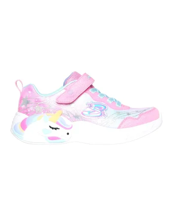 Pantofi sport cu velcro, imprimeu si led-uri, Albastru glaciar/Roz