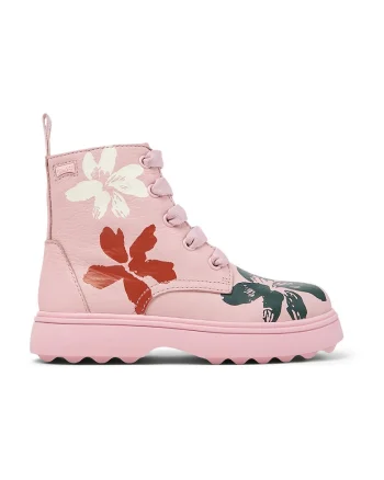 Ghete de piele Norte Twins 479, Rosu/Roz pastel/Verde englez