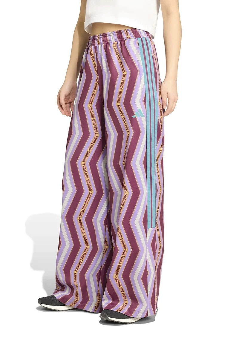 Pantaloni ampli cu buzunare laterale, Roz zmeuriu/Lila/Alb optic