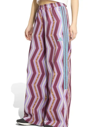 Pantaloni ampli cu buzunare laterale, Roz zmeuriu/Lila/Alb optic