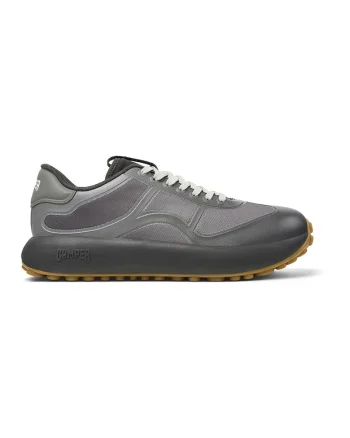 Pantofi sport cu insertii din material textil, Gri cenusiu
