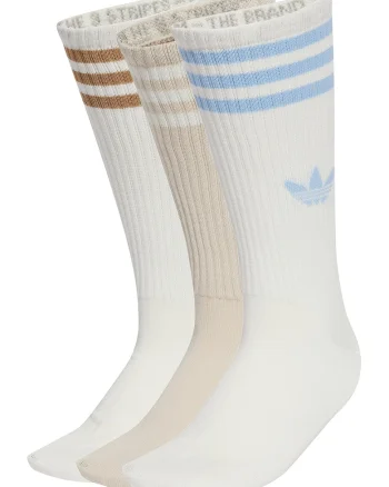 Set de sosete lungi unisex cu logo - 3 perechi, Alb murdar/Bej deschis